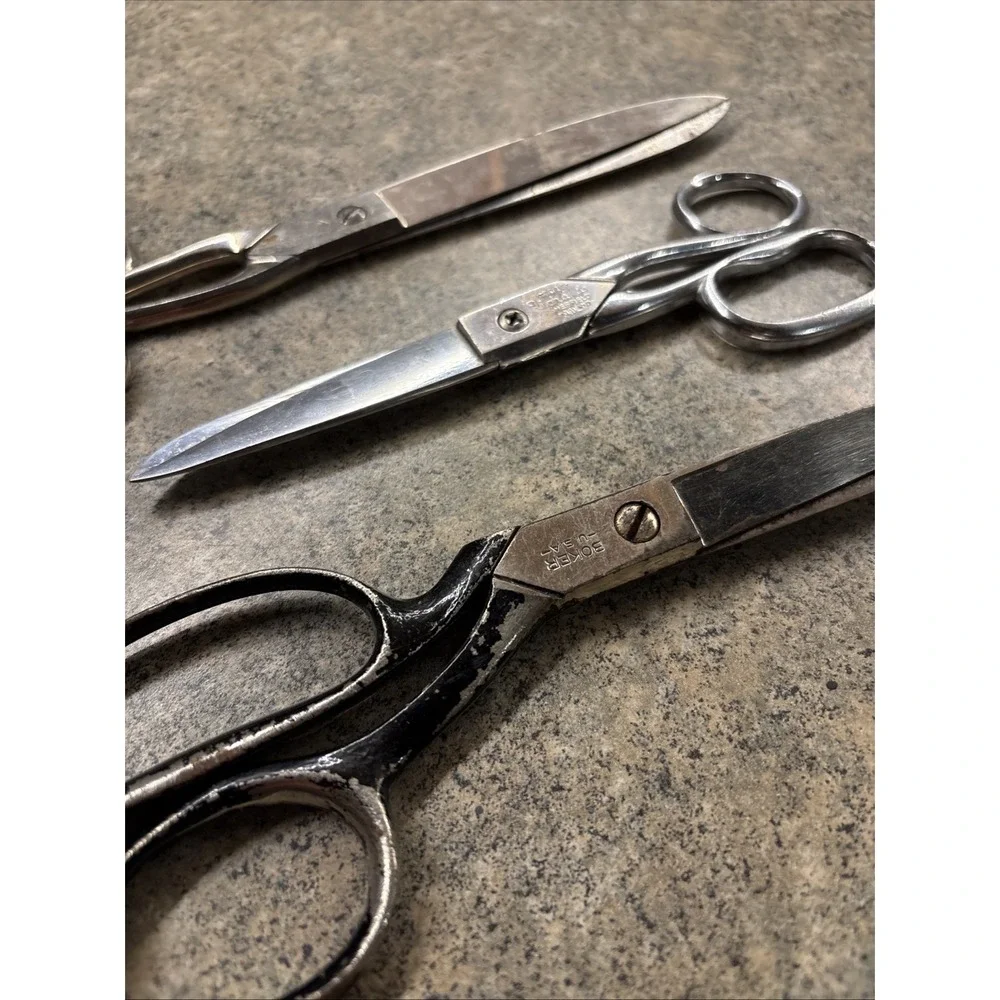 Vintage Metal Sewing Scissors Boker, Richard's, Voss Cut Co Lot Of‎ 3